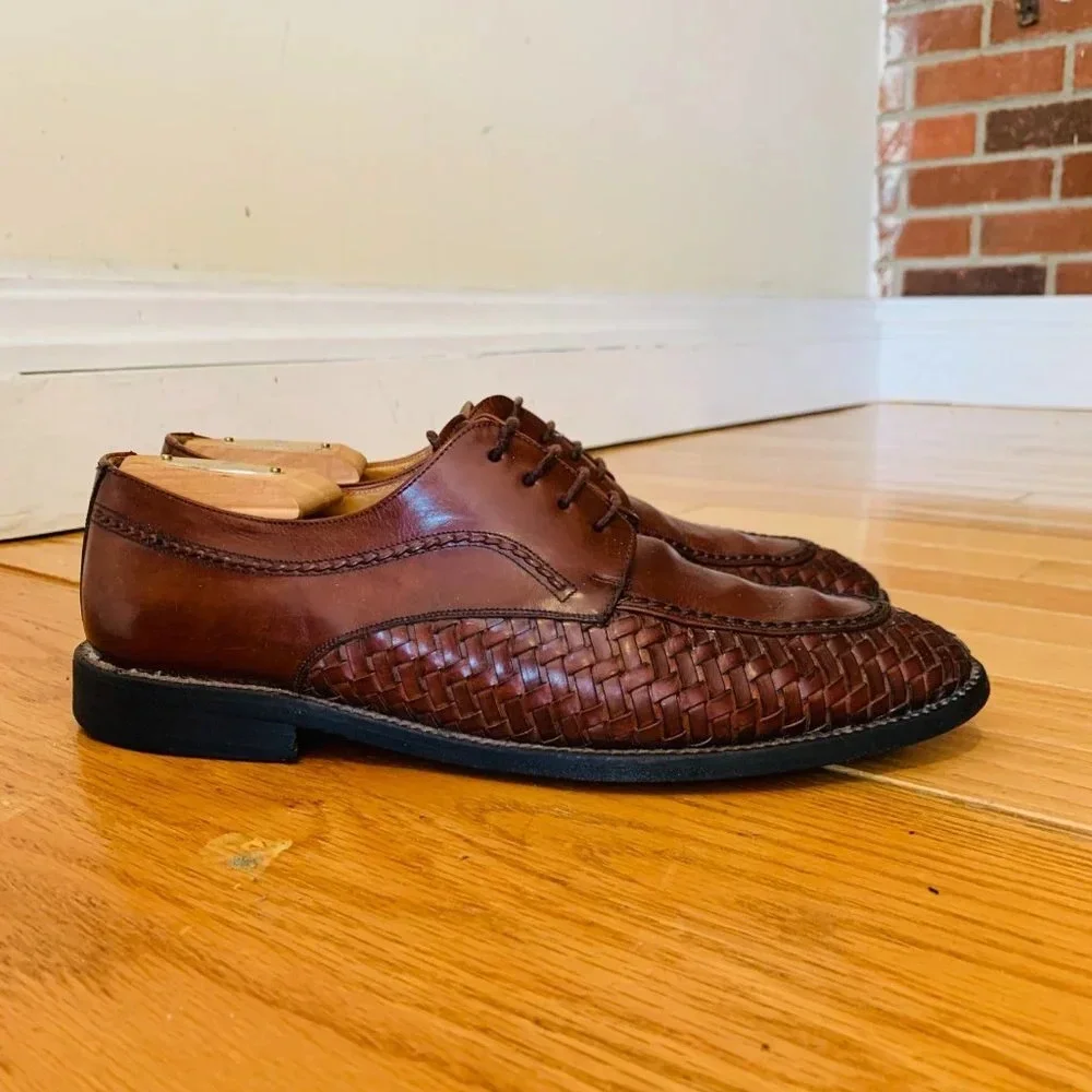Italian Hand- Made Woven Leather 'Mezlan' Oxford Shoes Men's Size 9 W
